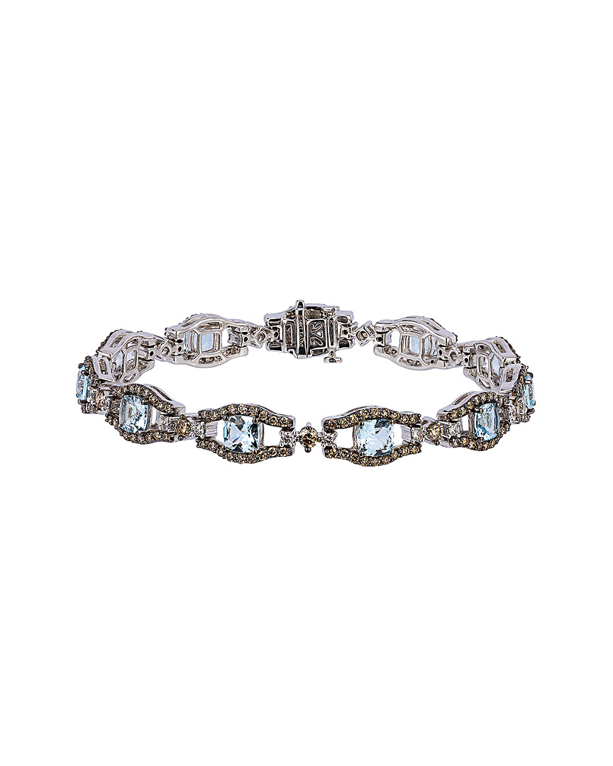 Le Vian 14k 7.65 Ct. Tw. Diamond & Sea Blue Aquamarine Bracelet In Metallic