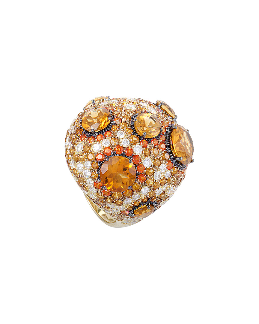 Roberto Coin 18k Yellow Gold Orange Citrine And Topaz And Diamond Cocktail Ring
