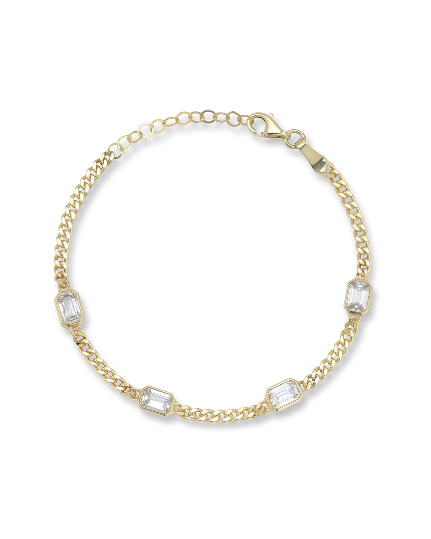 Chloe & Madison Chloe And Madison 14k Over Silver Cz Curb Bracelet In Gold