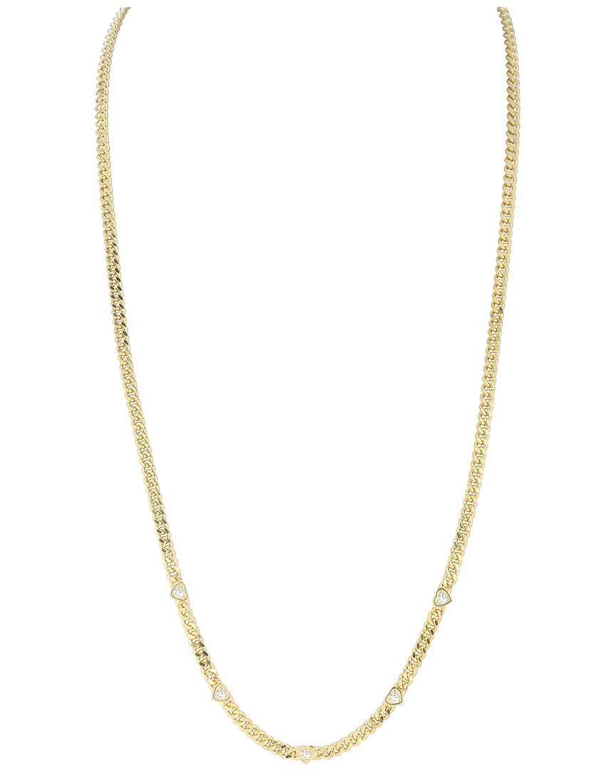 Shop Chloe & Madison Chloe And Madison 14k Over Silver Cz Heart Curb Necklace