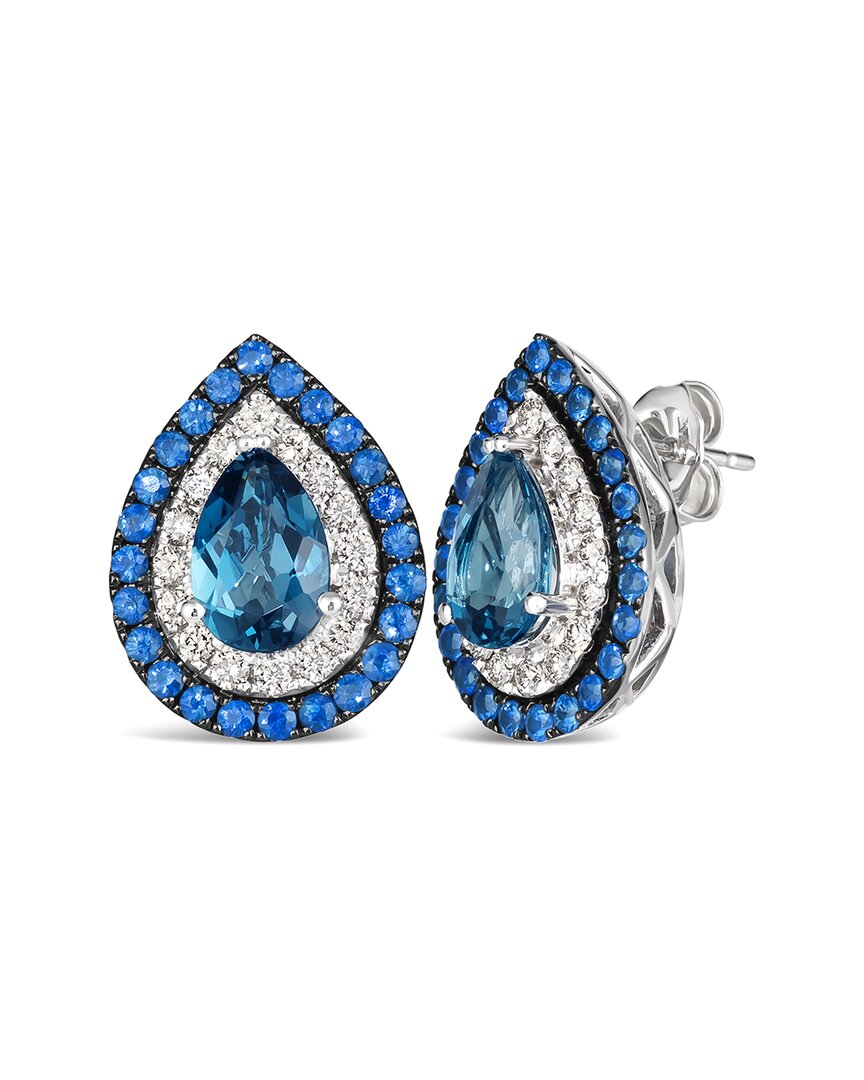 Le Vian 14k W/g Earr 0.55 Dia 3.58 Db, Sa |e,eh| In Blue