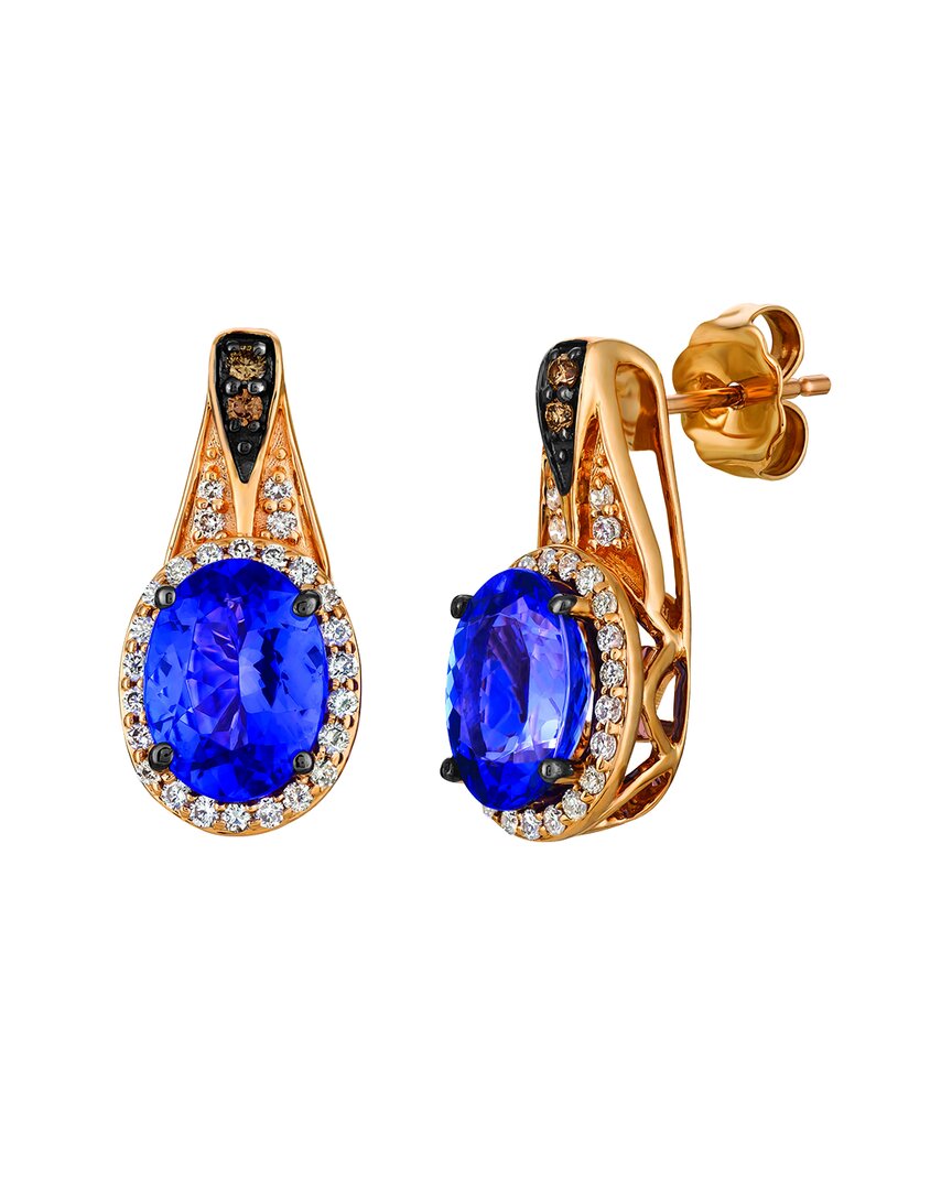 Le Vian 14k R/g Earr 0.32 Dia 2.00 Tz |h| In Blue