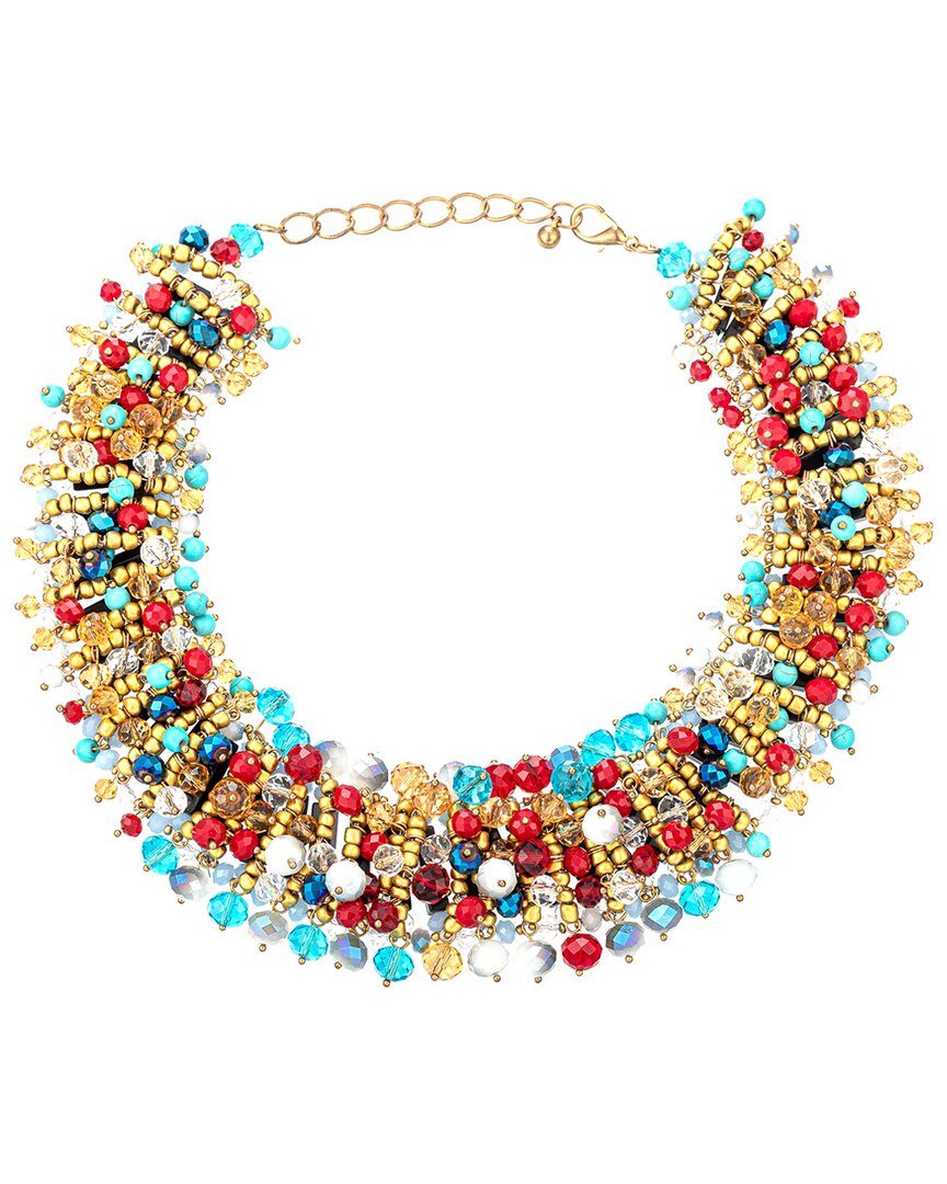 Eye Candy La Glass Crystal Roya Statement Necklace In Gold