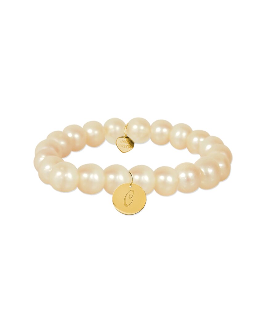 Jane Basch 14k 6-8mm Pearl Initial Bracelet