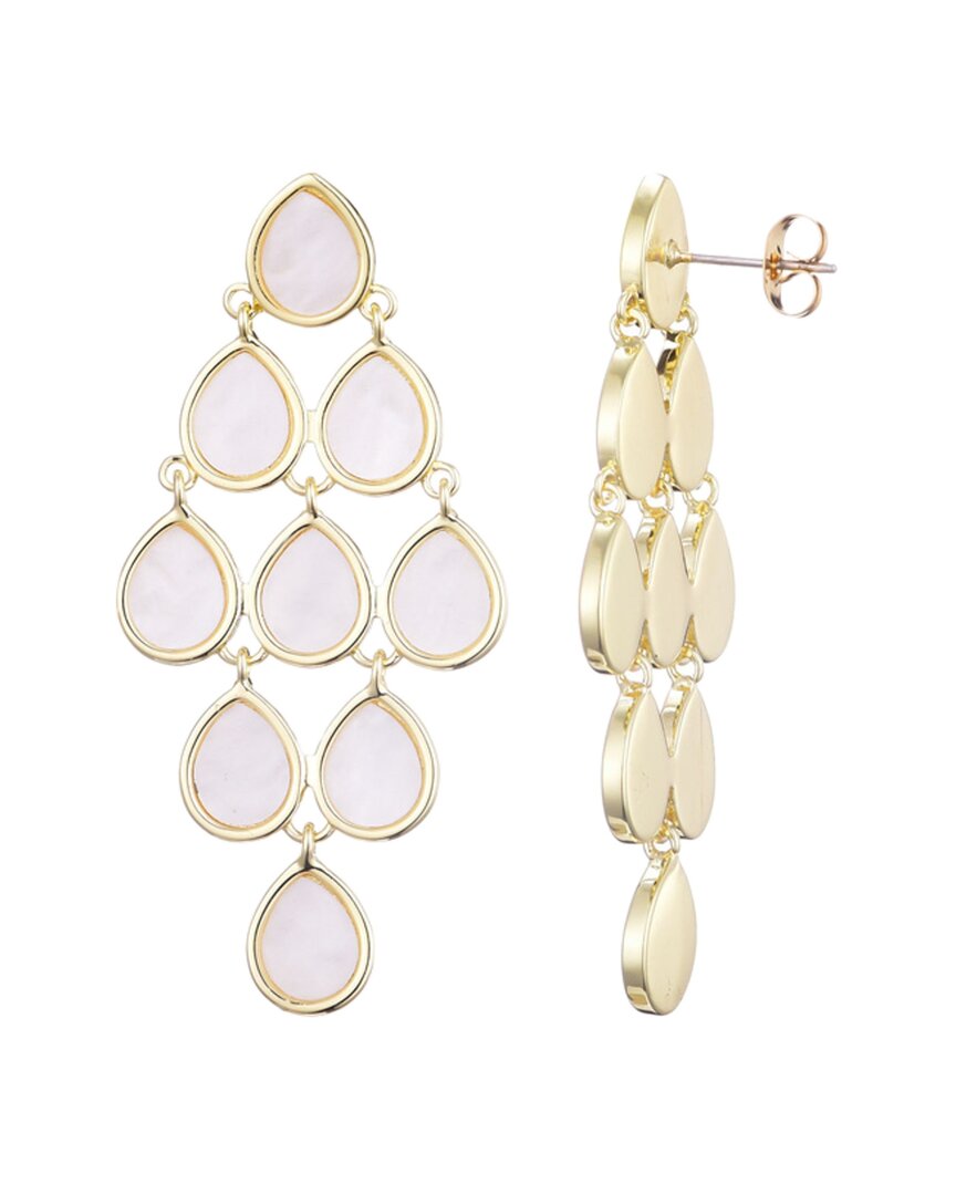 Adornia 14k Plated Mother-of-pearl Dangling Petals Earrings In Gold