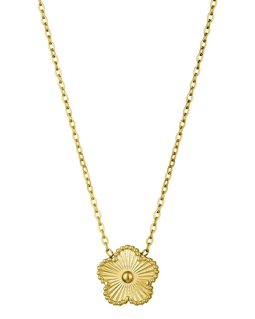 Adornia 14k Plated Stainless Steel Tarnish-resistant 5-leaf Clover Pendant Necklace In Gold