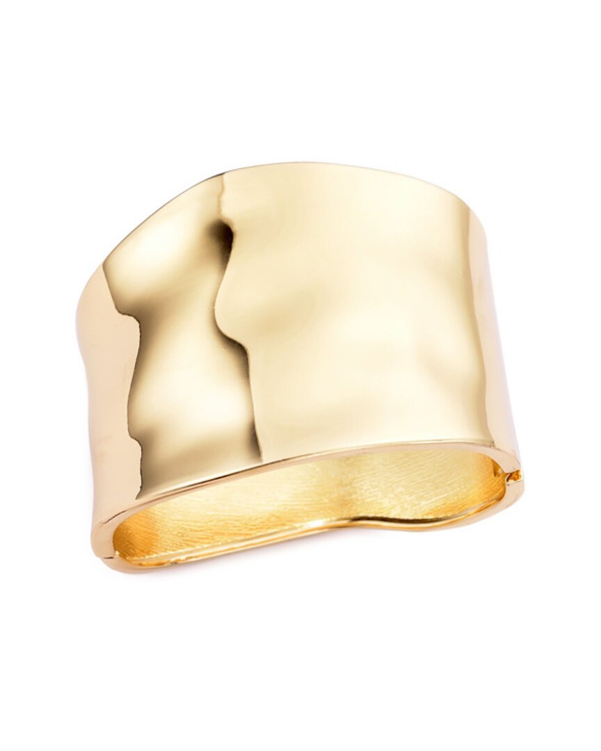 Adornia Plated Tall Hammered Bangle Bracelet In Gold