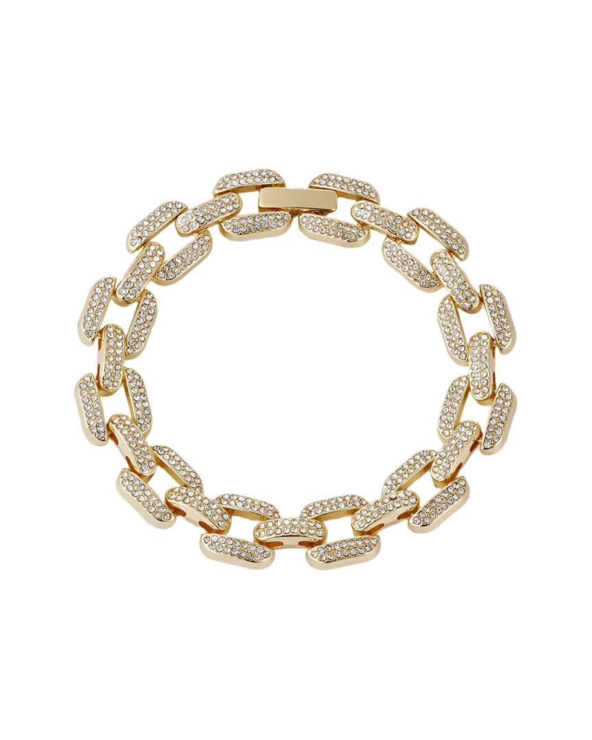 Adornia Plated Crystal Encrusted Link Chain Bracelet In Gold