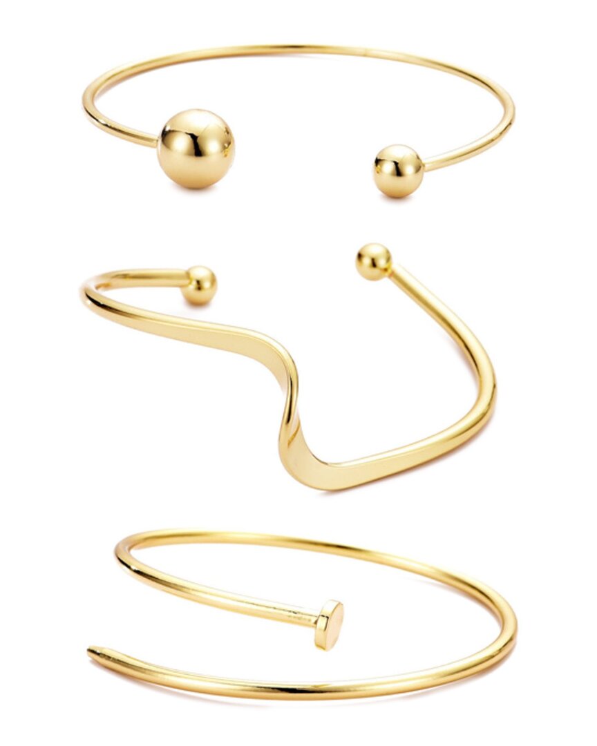 Adornia Plated 3-cuff Bracelet Set In Gold