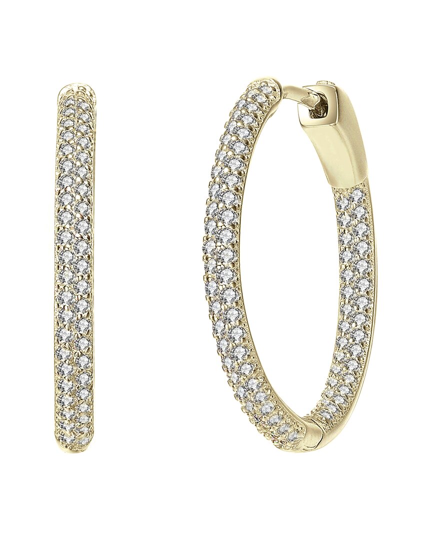Genevive 14k Over Silver Cz Clip-on Hoops