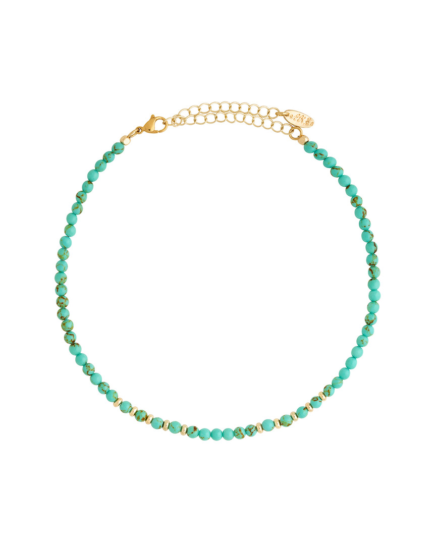 Ettika 18k Plated Turquoise Beaded Choker Necklace