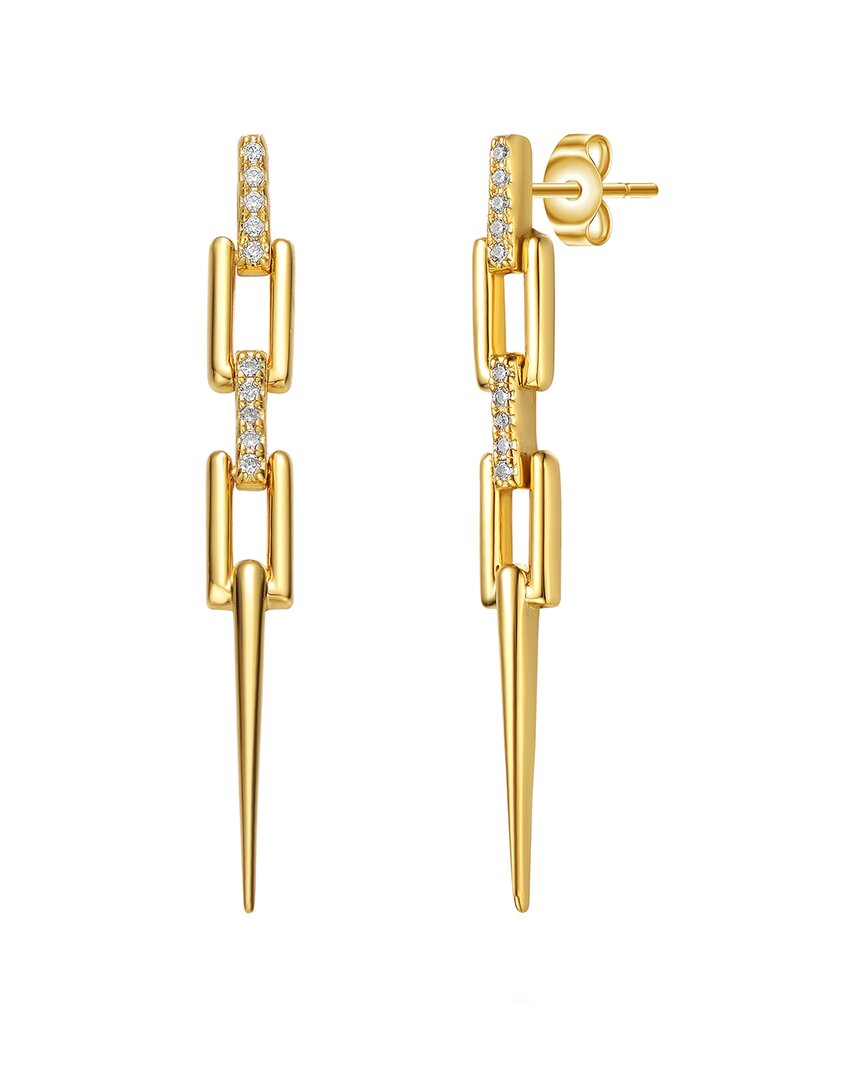 Genevive 14k Over Silver Cz Drop Earrings