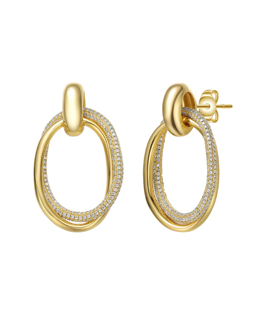 Genevive 14k Over Silver Cz Drop Earrings