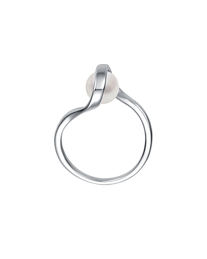 Genevive Silver 7mm Pearl Ribbon Ring