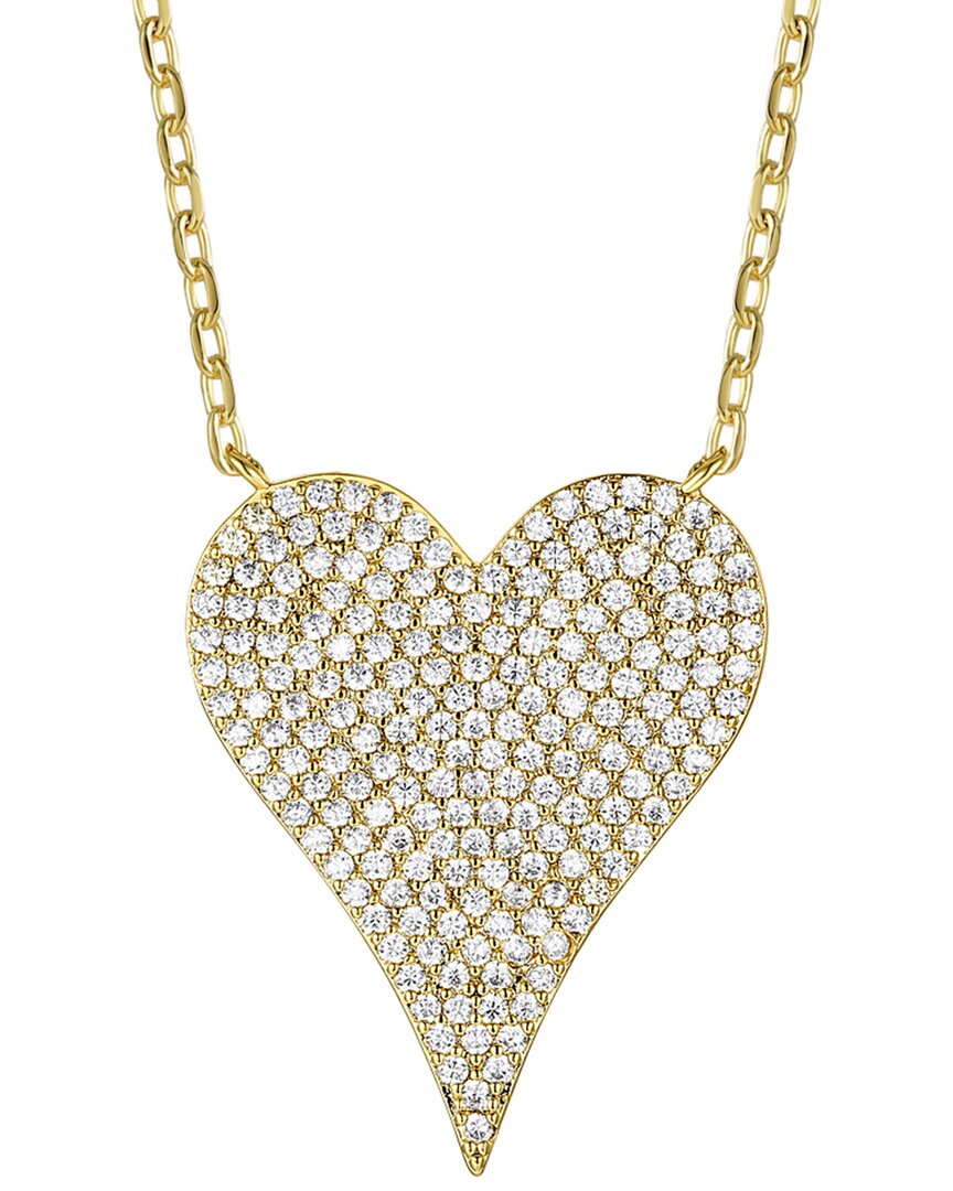 Genevive 14k Over Silver Cz Heart Layering Necklace