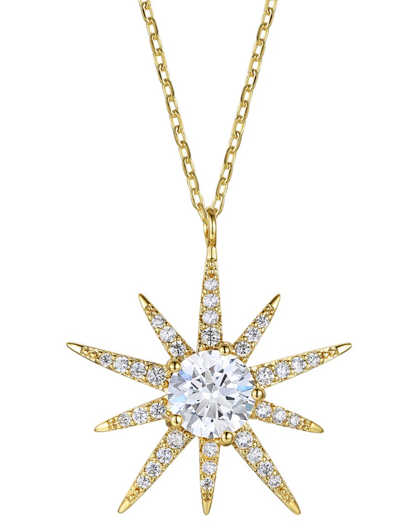 Genevive 14k Over Silver Cz Starburst Pendant