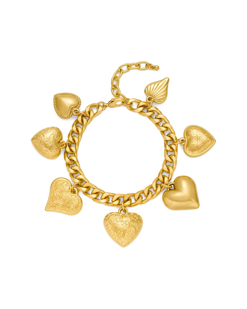 Liv Oliver 18k Gold Heart Charm Bracelet