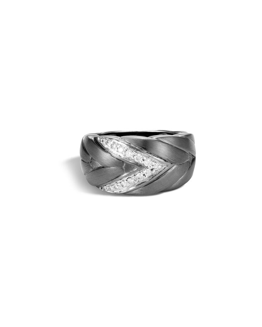 John Hardy Modern Chain Silver 0.20 Ct. Tw. Diamond Medium Ring