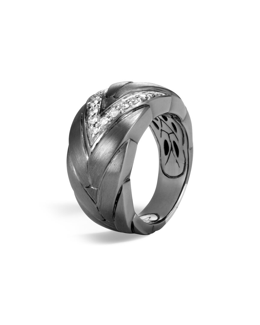 Shop John Hardy Modern Chain Silver 0.20 Ct. Tw. Diamond Medium Ring