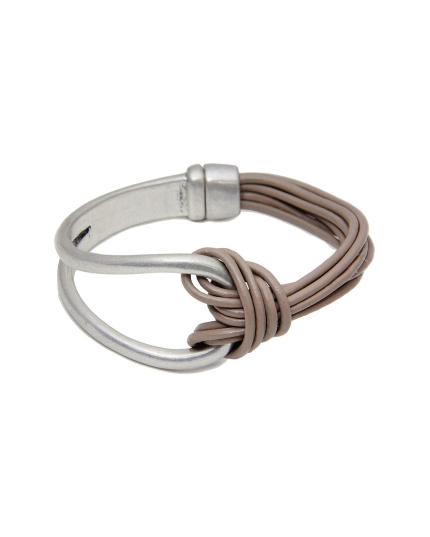 Saachi Knotted Leather Cord Magnetic Bracelet In Brown