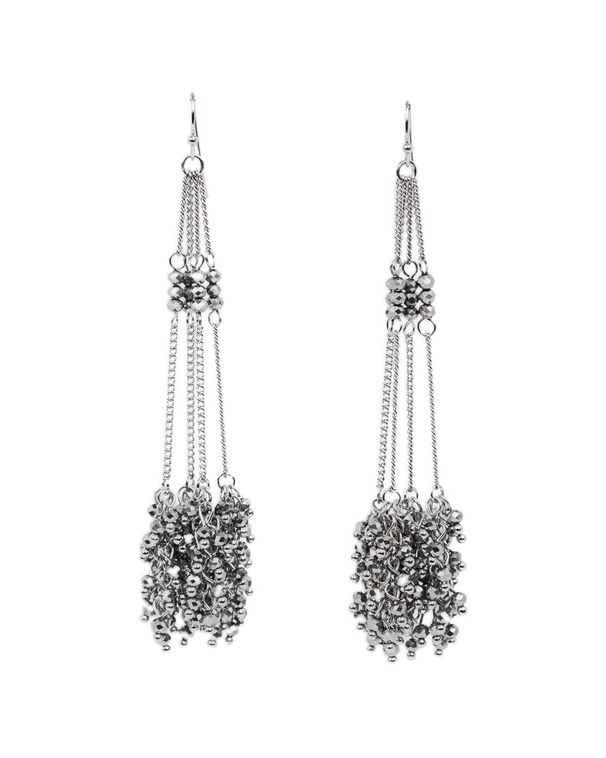 Saachi Silver Cluster Drop Chain Earrings In Metallic