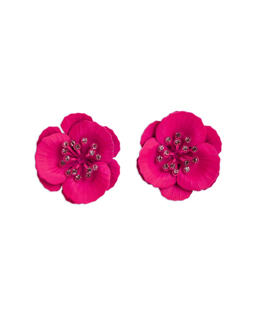 Saachi Statement Flower Crystal Stud Earrings In Red