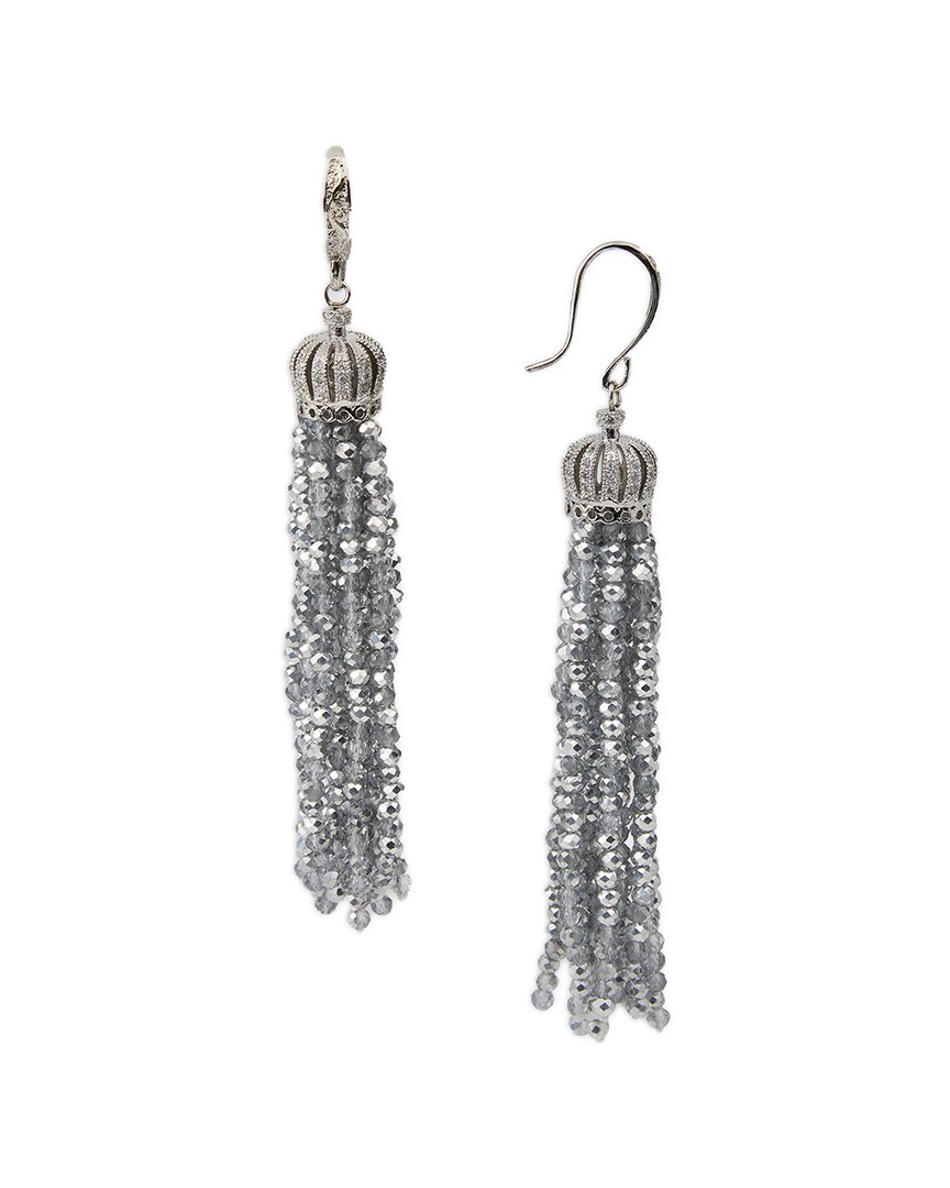 Saachi Crown Tassel Drop Earrings In Gray
