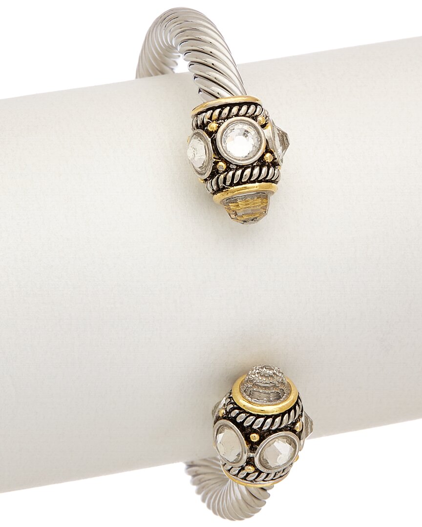 Image of Juvell K Two-Tone Plated White Topaz Twisted Cable Cuff Bracelet