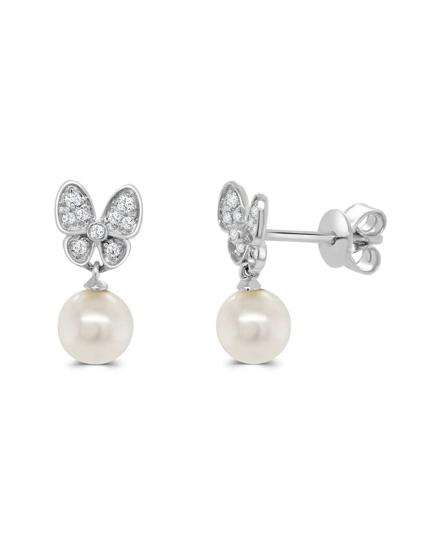 Sabrina Designs 14k 2.62 Ct. Tw. Diamond & Pearl Pearl Dangle Earring In Metallic