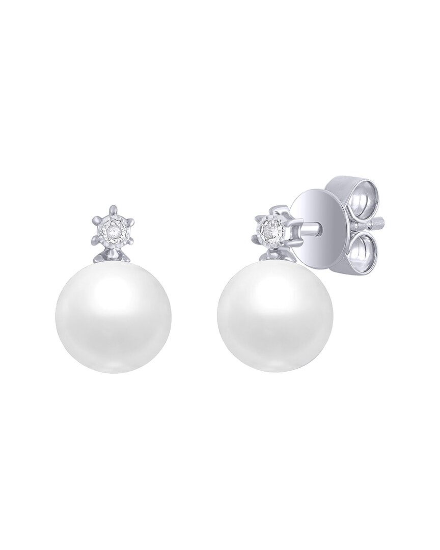 Sabrina Designs 14k 2.54 Ct. Tw. Diamond & Pearl Pearl Stud Earring In Metallic
