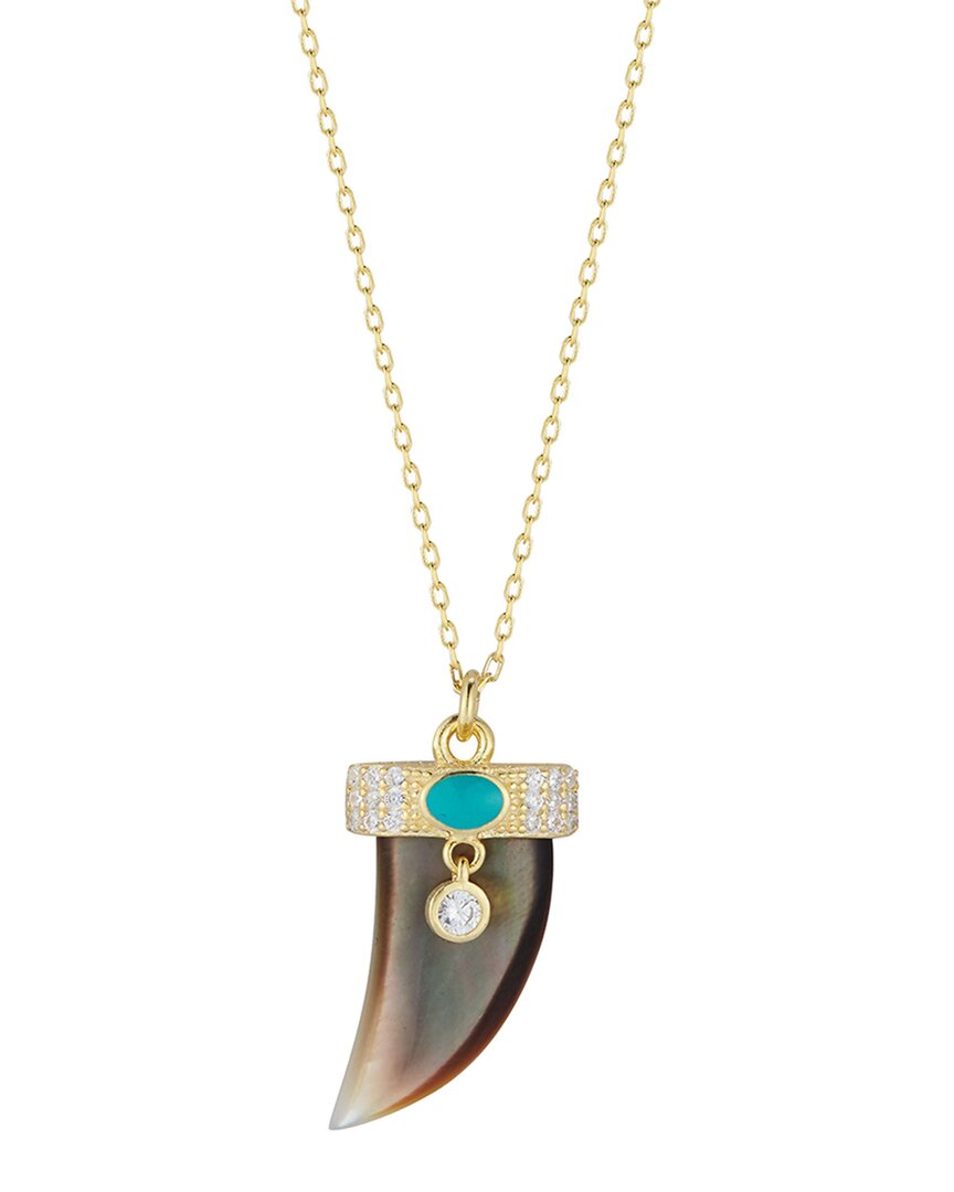 Shop Sphera Milano 14k Over Silver Pearl Cz Horn Necklace