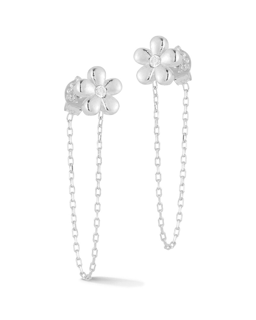 Sphera Milano Silver Cz Flower Chain Earrings