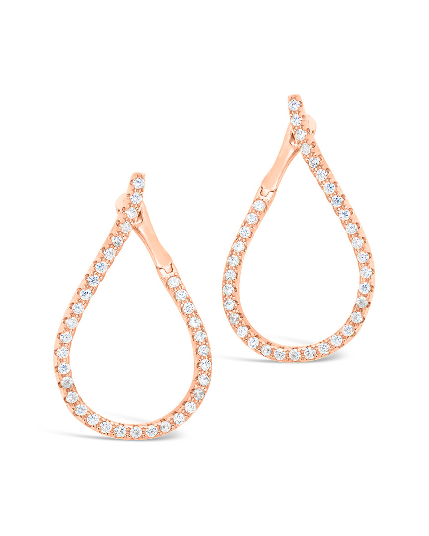 Sterling Forever 14k Rose Gold Plated Cz Studded Drop Earrings