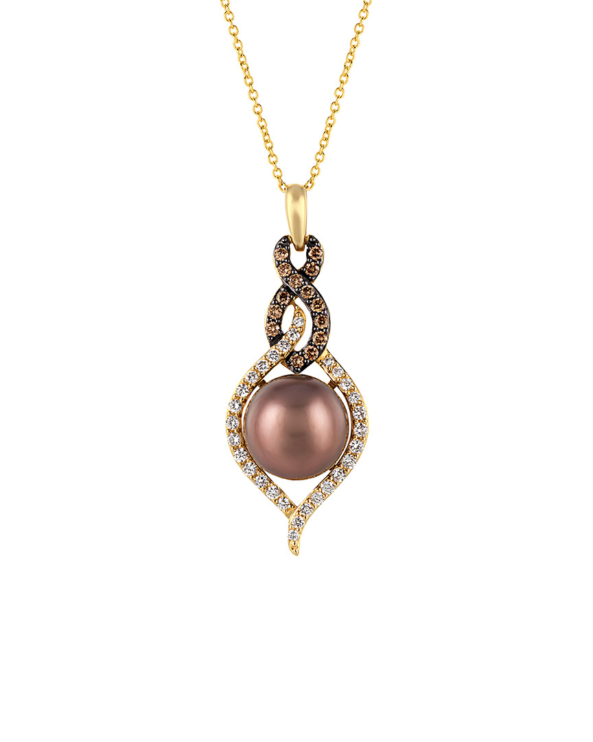 Shop Le Vian 14k 0.44 Ct. Tw. Diamond & 10-11mm Pearl Necklace
