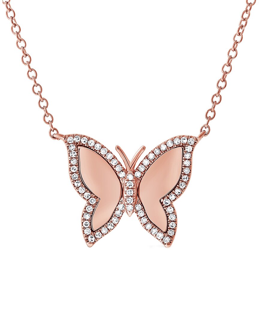 Sabrina Designs 14k Rose Gold 0.21 Ct. Tw. Diamond Butterfly Necklace In Multi