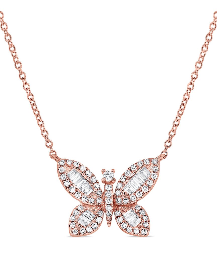 Shop Sabrina Designs 14k Rose Gold 0.33 Ct. Tw. Diamond Butterfly Necklace