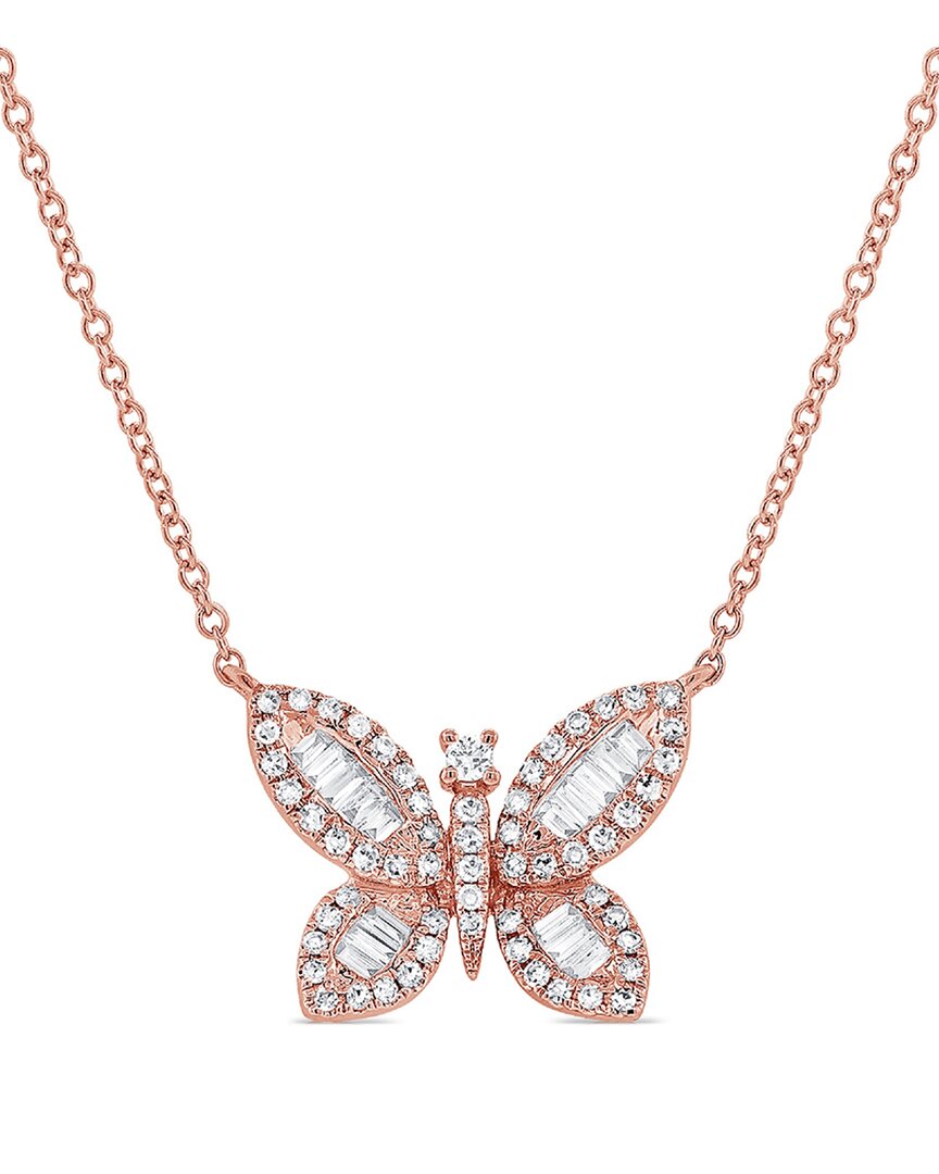 Sabrina Designs 14k Rose Gold 0.33 Ct. Tw. Diamond Butterfly Necklace