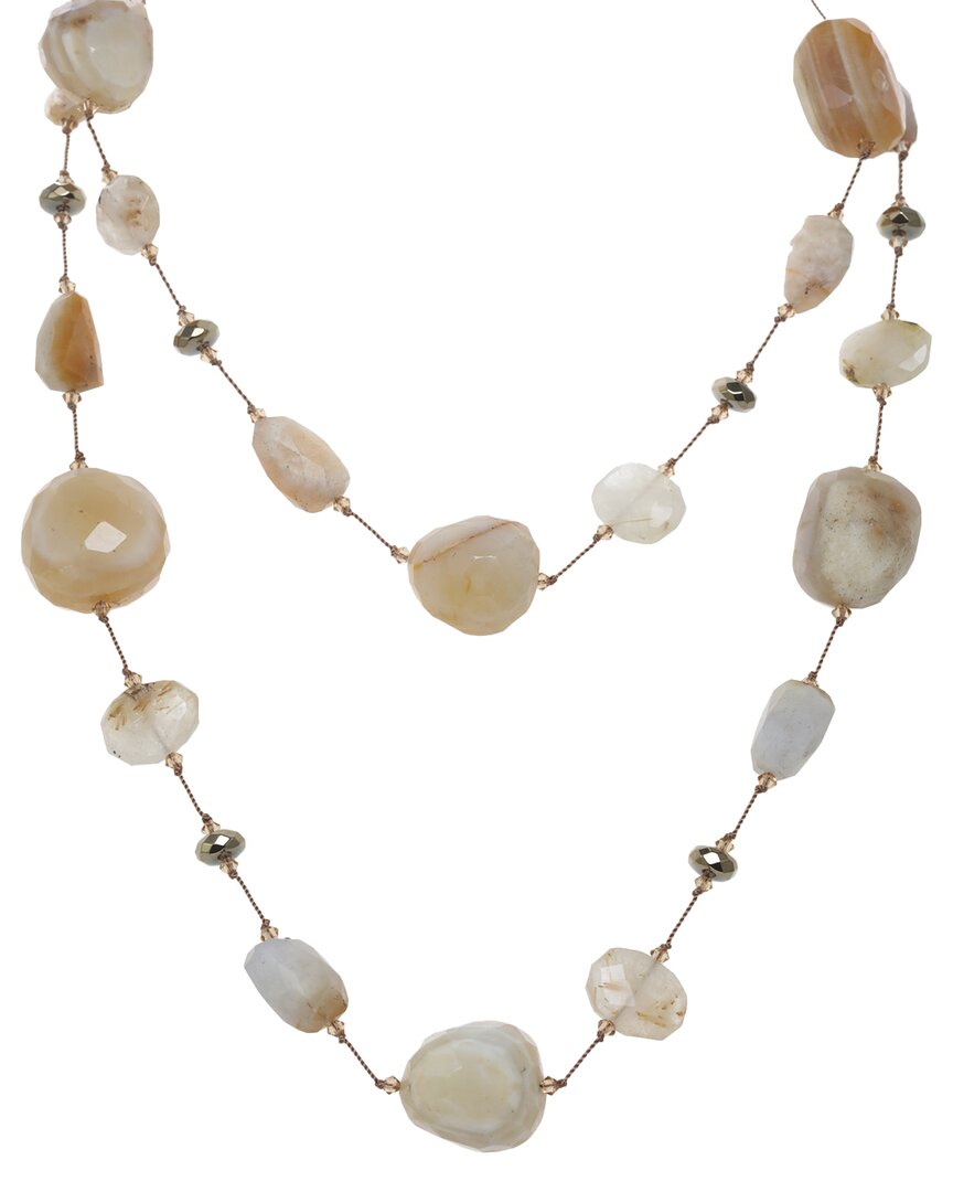 MARGO MORRISON MARGO MORRISON 14K FILLED RUTILATED QUARTZ, AGATE, PYRITE, CHALCEDONY NECKLACE