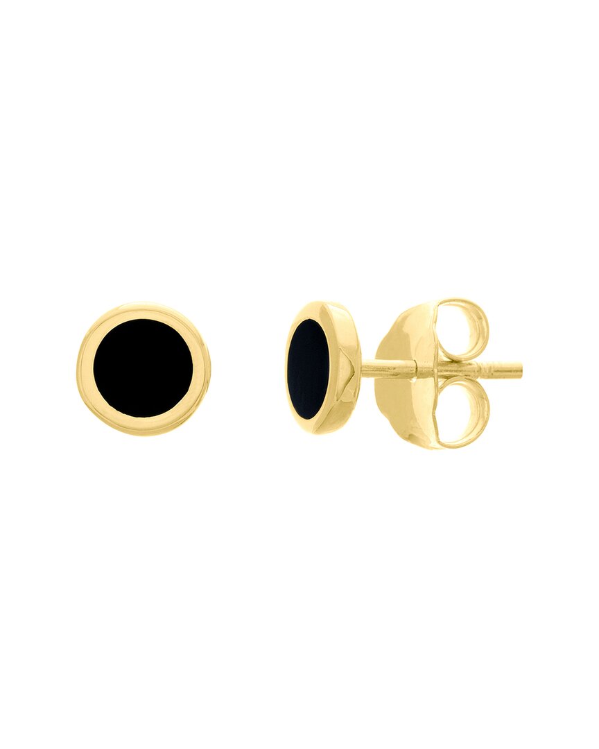 Hawley St Onyx Enamel Circle Stud Earrings In Gold