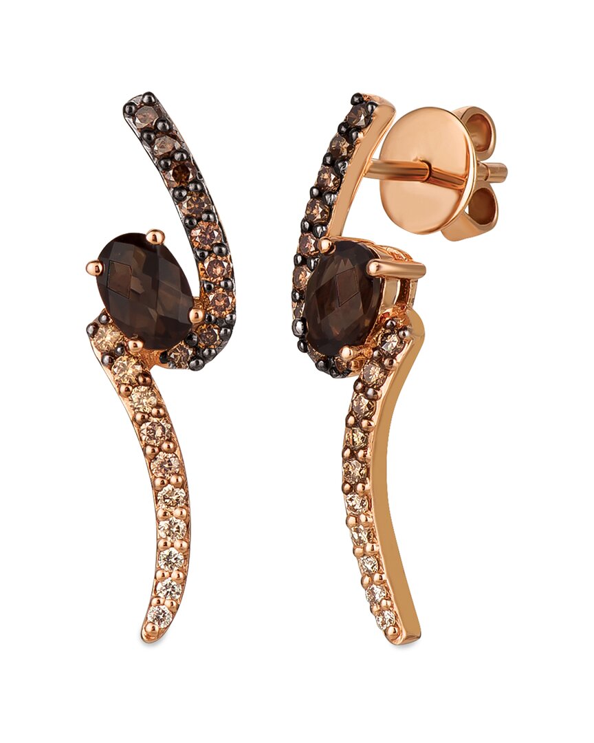 Le Vian 14k 1.28 Ct. Tw. Diamond & Chocolate Quartz Drop Earrings