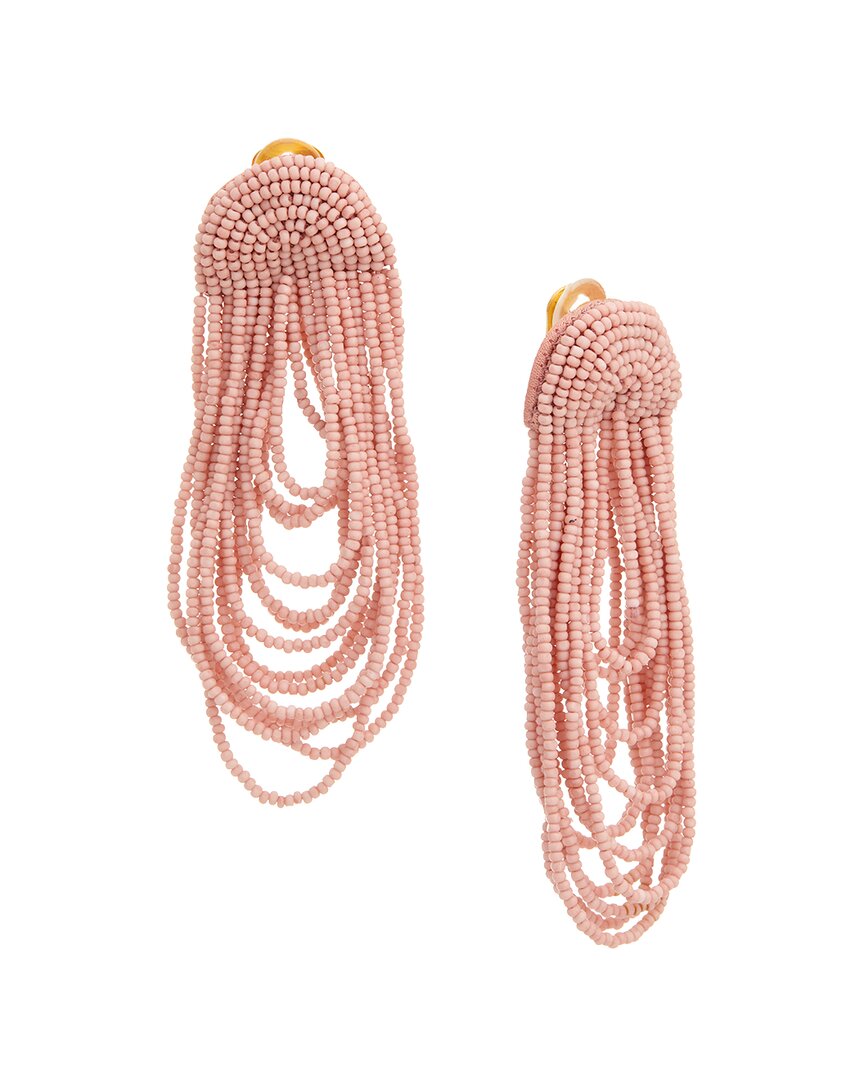 Oscar De La Renta Beaded Double Curtain Earrings In Pink