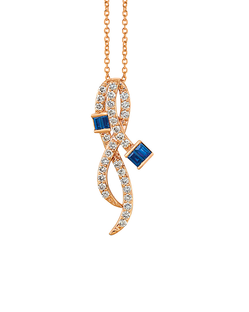 Le Vian 14k Rose Gold 0.89 Ct. Tw. Diamond & Sapphire Pendant Necklace