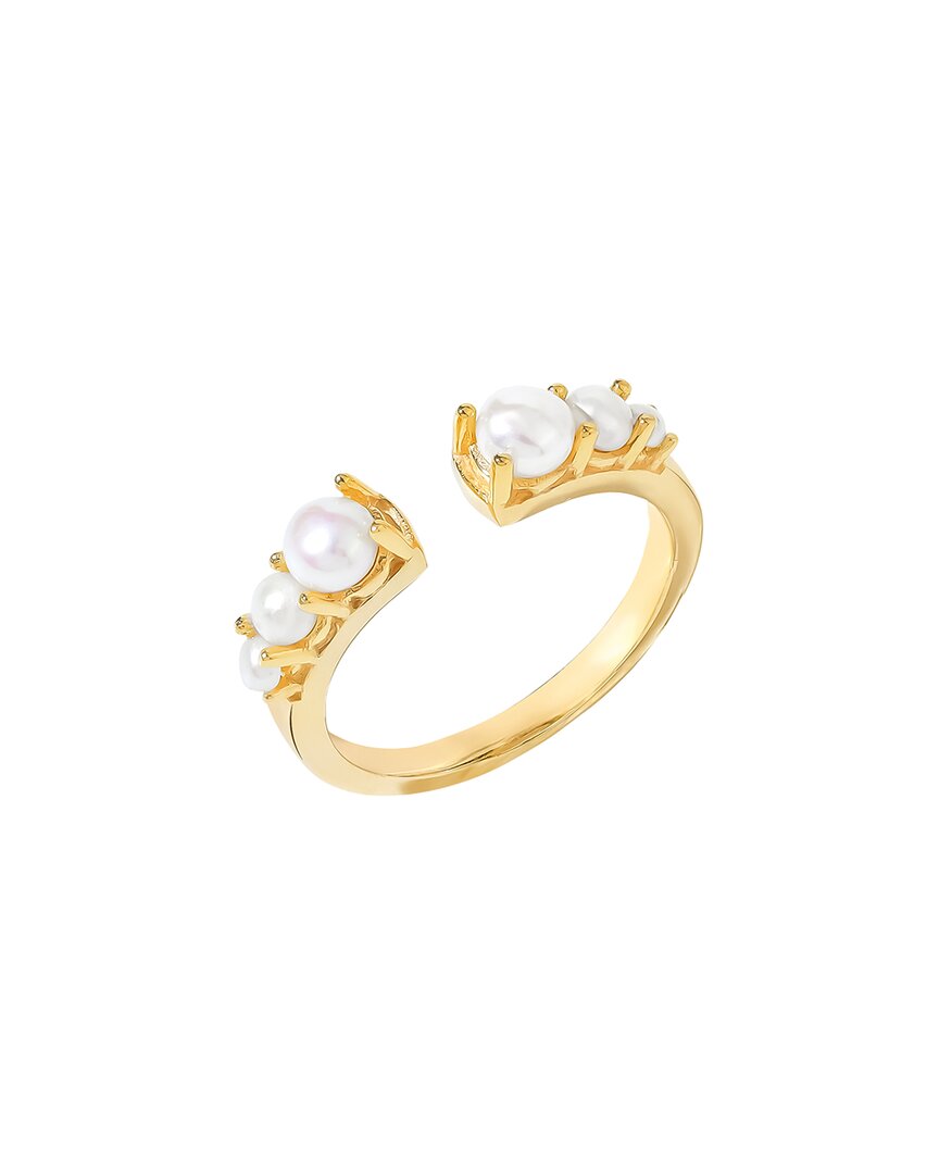 Tiramisu 14k Over Silver 1.32 Ct. Tw. Pearl Bypass Ring In Gold