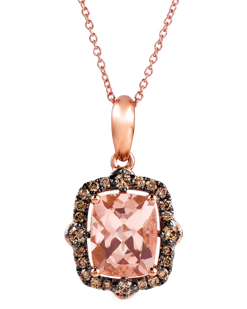 Le Vian Chocolatier 14k Rose Gold 2.51 Ct. Tw. Diamond & Morganite Pendant Necklace