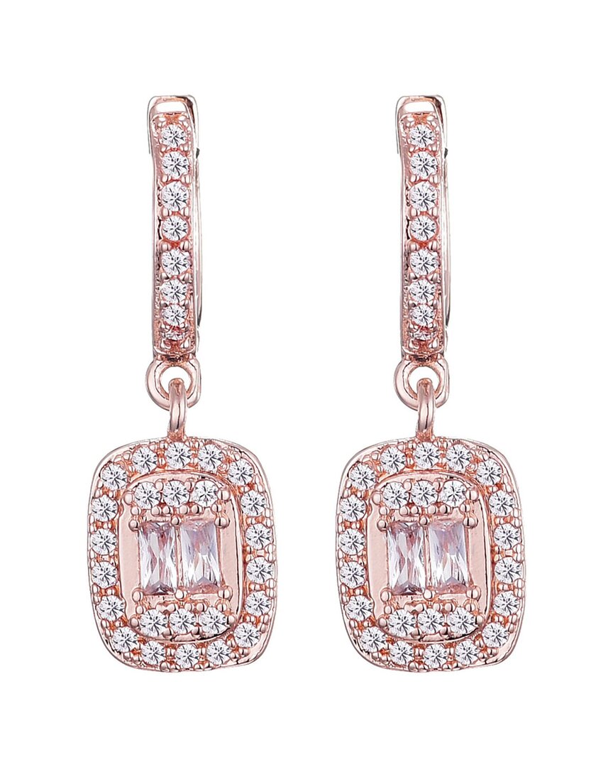 Adornia Rose Gold Cubic Zirconia Asher Cut Halo Huggie Earrings
