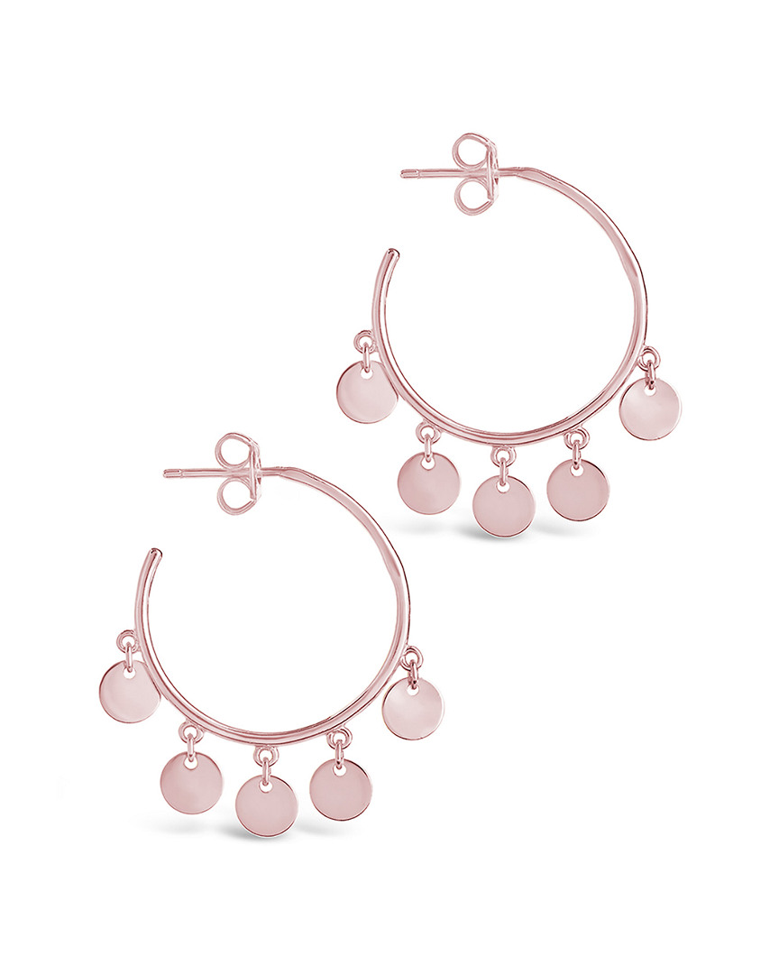 Sterling Forever 14k Rose Gold Vermeil Disk Charm Hoops