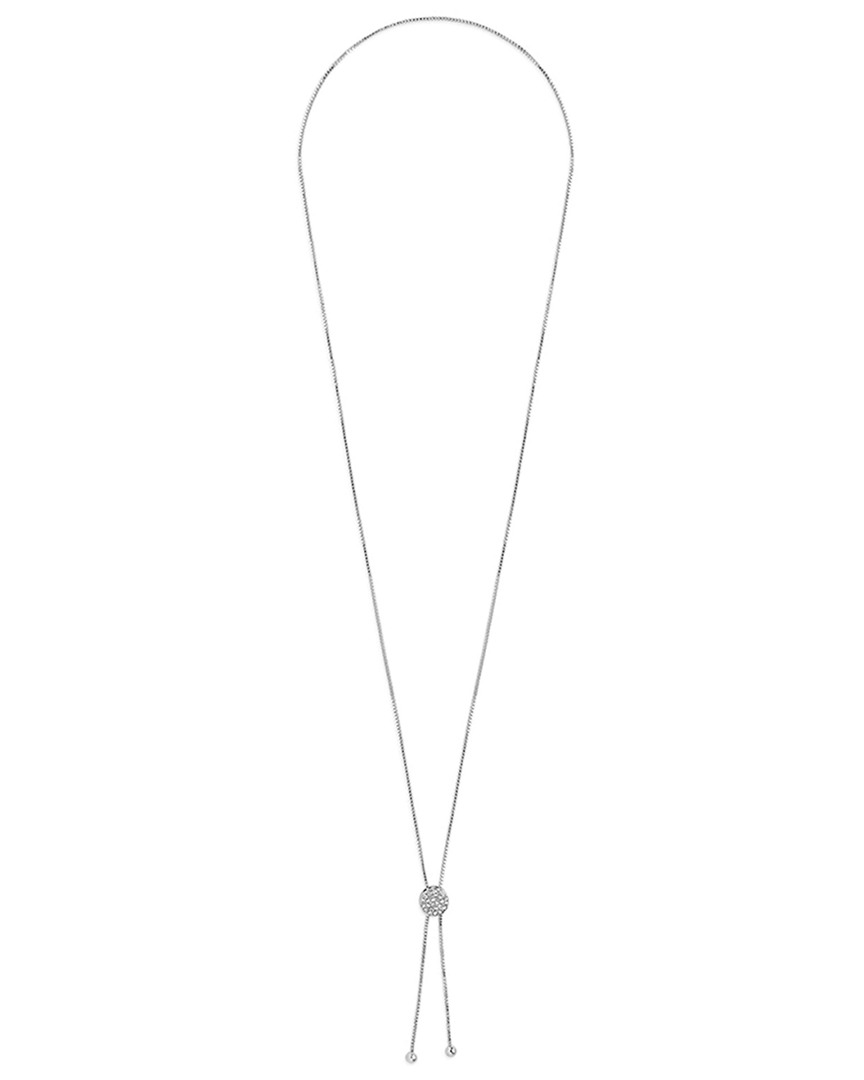 Sterling Forever Rhodium Plated Cz Slider Bolo 30in Necklace