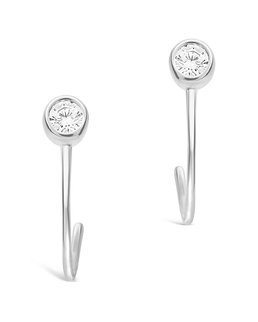 Sterling Forever Silver Cz Open Huggie Hoops