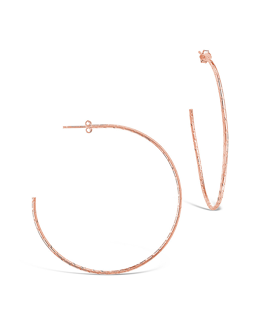 Shop Sterling Forever 14k Rose Gold Vermeil Textured Hoops