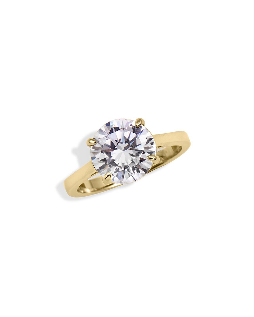 Savvy Cie 18k Over Silver Cz Solitaire Ring
